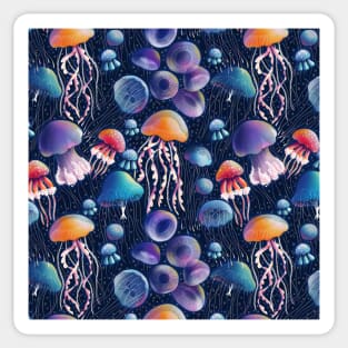 Jellyfish bioluminescent disco party Sticker